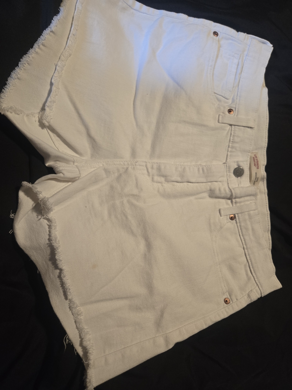 Levi's White Frayed Hem Denim Shorts